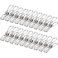 Ruesious 100 Piezas Pinzas de Ropa Acero Inoxidable- 6cm de Largo- no se rompe- no mohosa